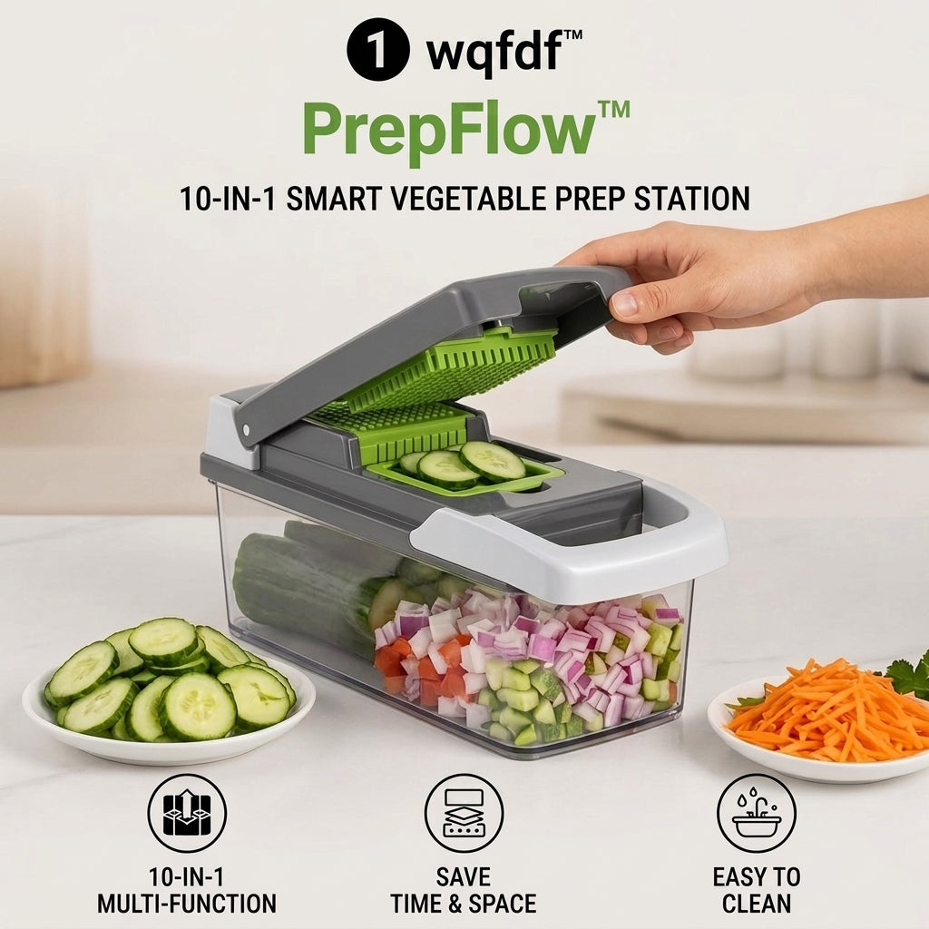 𝑤𝑞𝑓𝑑𝑓™ PrepFlow™ 10-in-1 Smart Vegetable Prep Station
