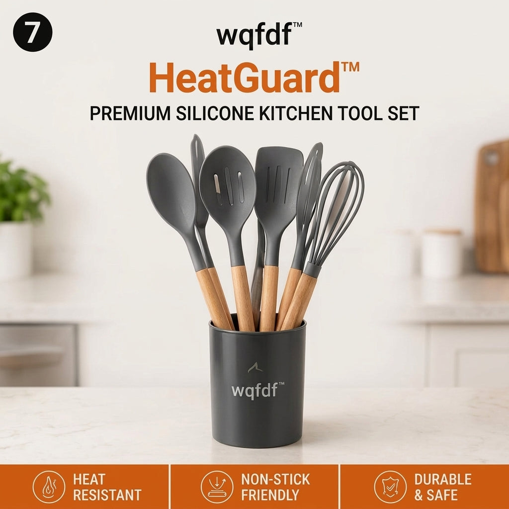 𝑤𝑞𝑓𝑑𝑓™ HeatGuard™ Premium Silicone Kitchen Tool Set